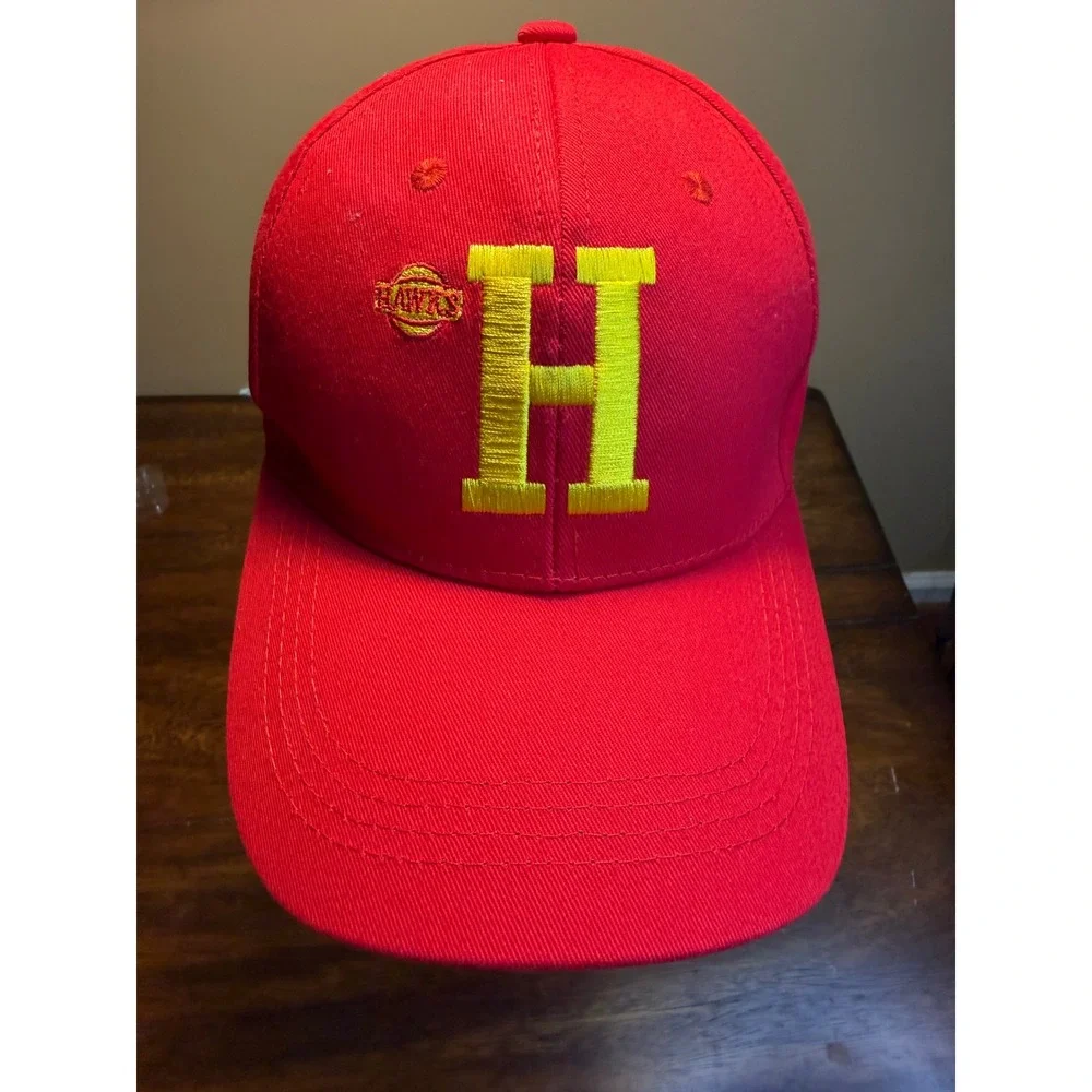 Atlanta Hawks NBA Red Hat Yellow‎ Embroidered H Atlanta Mens Cap Adjustable